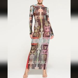 Skims Mesh Long Sleeve Dress